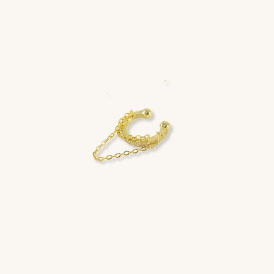 925 SILVER CZ DANGLING CHAIN EAR CUFF AND HOOP EARRING EACH