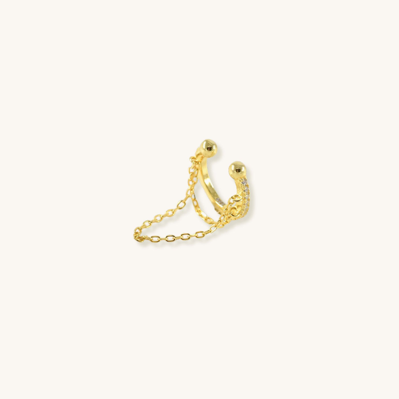 925 SILVER CZ DANGLING CHAIN EAR CUFF AND HOOP EARRING EACH