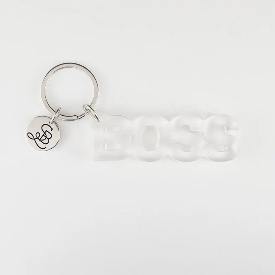 ACRYLIC WORD KEYCHAIN BOSS 3" L x 1" H