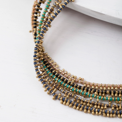 BRASS BEADED SHORT COLOR POP NECKLACE