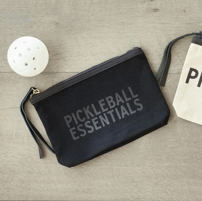 CANVAS POUCH PICKLEBALL ESSENTIALS BLACK 9" W x 6" H