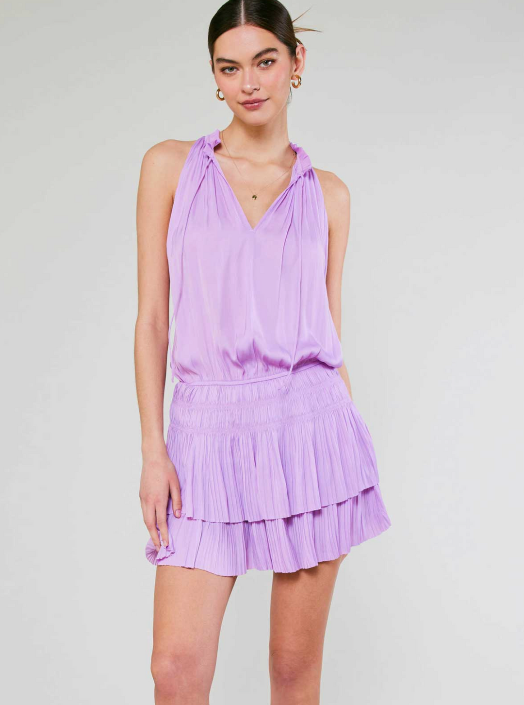 sleeveless pleated dress Cara Sleeveless Pleated Dress