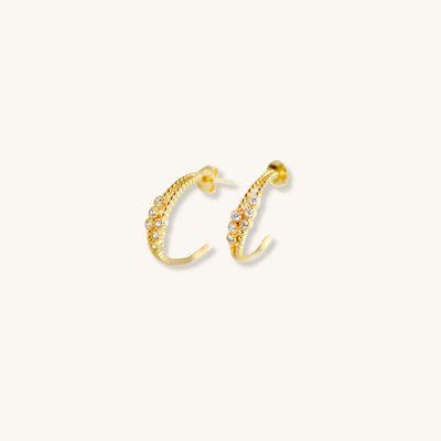 DOUBLE ROW CZ HOOP EARRING