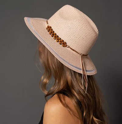 FLYNN STRIPED BRIM SUN HAT BLUSH U