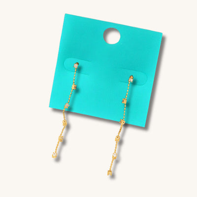 GOLD DIPPED CZ STUDS CHAIN DANGLE EARRING