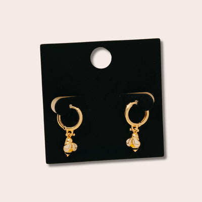 GOLD DIPPED EPOXY BEE CHARM HOOP EARRINGS PAIR