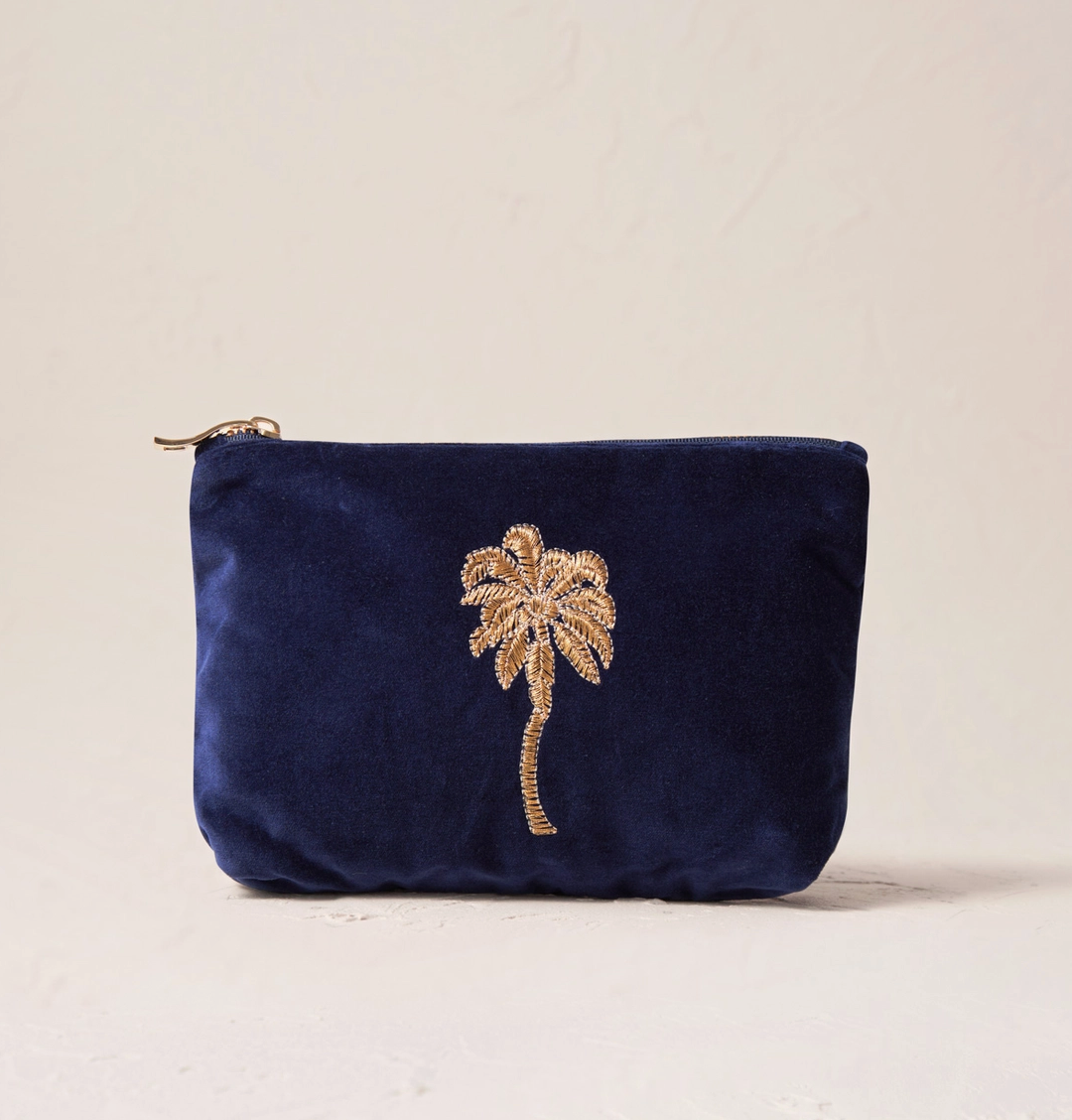 GOLD PALM MINI POUCH NAVY U