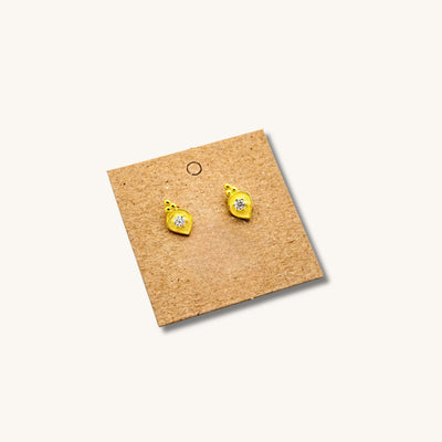 GOLD PLATED BRASS CRYSTAL LEAF STUD