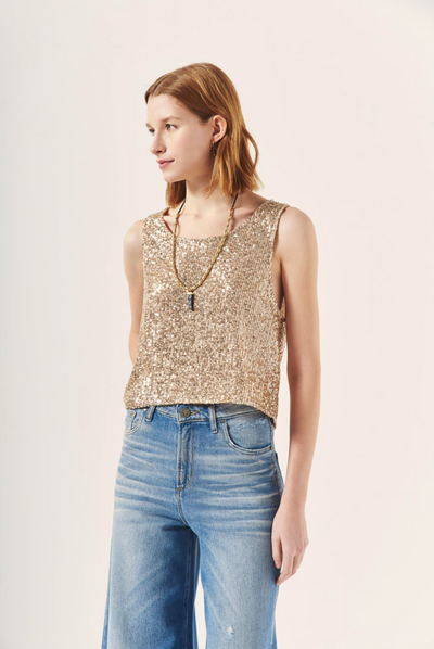 MUSCULOSA SEQUIN DORADO L