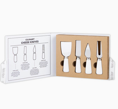 SAY CHEESE CERAMIC CHEESE KNIVES BOOK BOX U