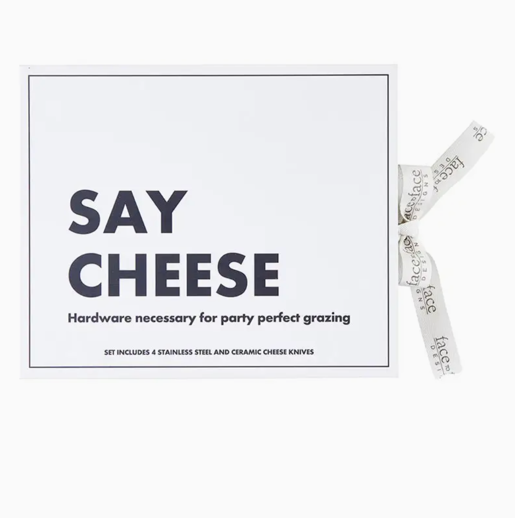 SAY CHEESE CERAMIC CHEESE KNIVES BOOK BOX U