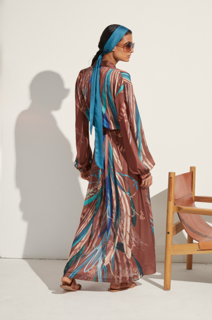 IRUYA WRAP LONG DRESS V23 BROWN M