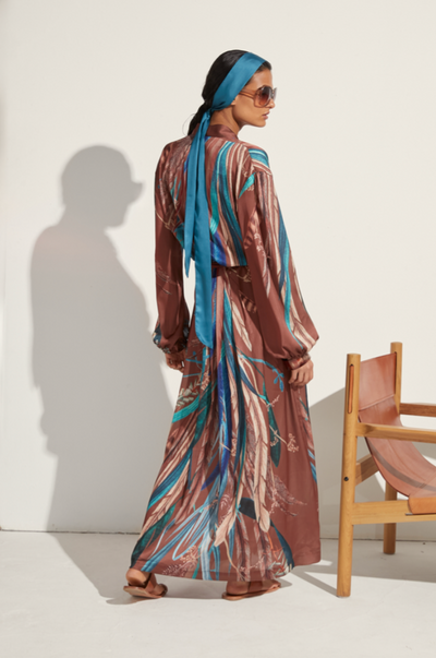 IRUYA WRAP LONG DRESS V23 BROWN M