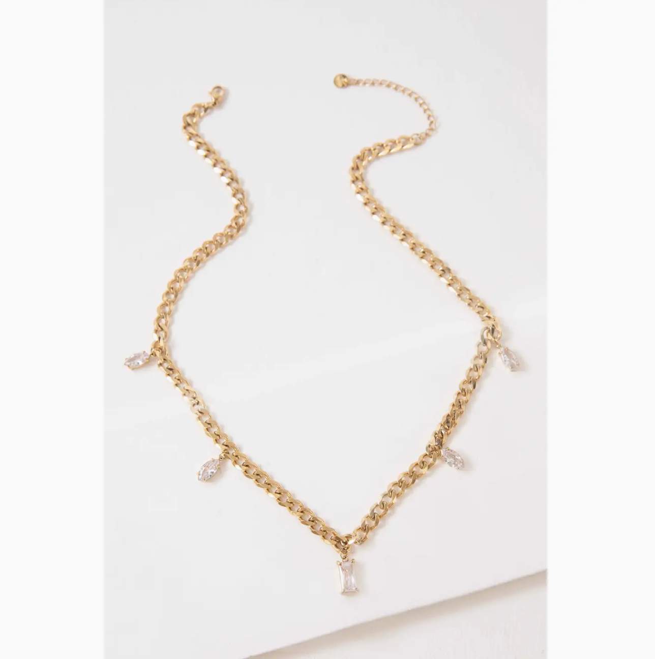 MIXED STONE CHARM NECKLACE