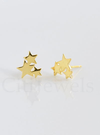 925 SILVER TRIPLE STAR MINIMALIST STUD EARRING