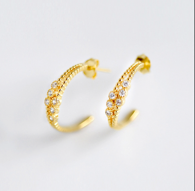 DOUBLE ROW CZ HOOP EARRING