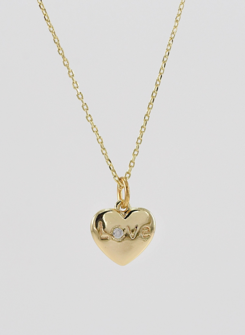OVER BRASS HEARTSHAPED PENDANT EITH "LOVE"