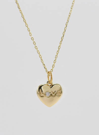 OVER BRASS HEARTSHAPED PENDANT EITH "LOVE"