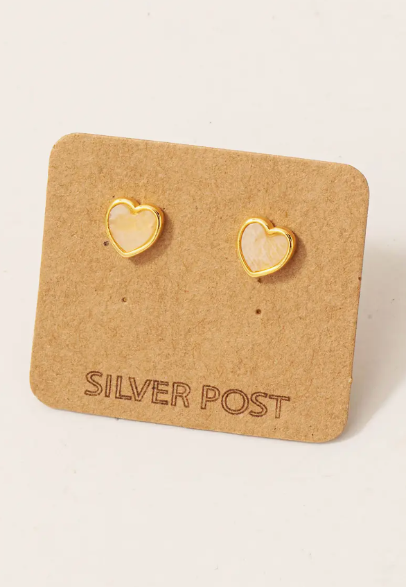 MINI GEMSTONE HEART STUD EARRING
