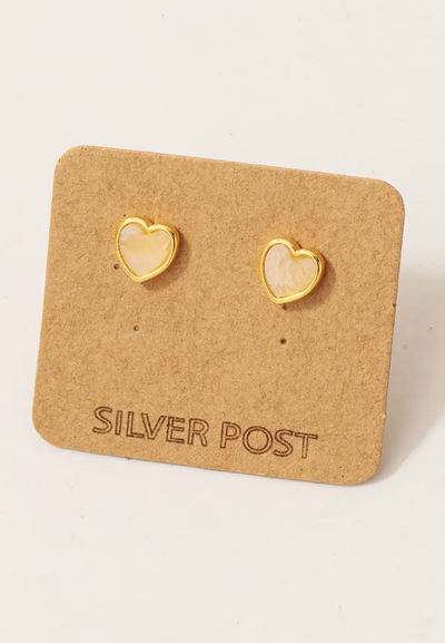 MINI GEMSTONE HEART STUD EARRING