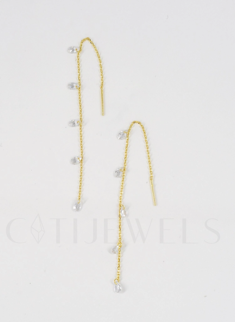 925 SILVER THREADER WITH DANGLING CZ EARRINGS