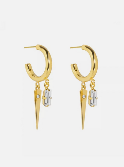 925 SILVER MARQUISE SHAPE CZ WITHARROW DROP HOOP EARRING