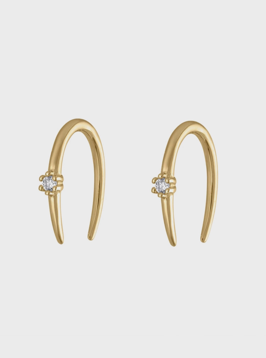 925 SILVER MINI PAPER CLIP CZ STUD EARRINGS
