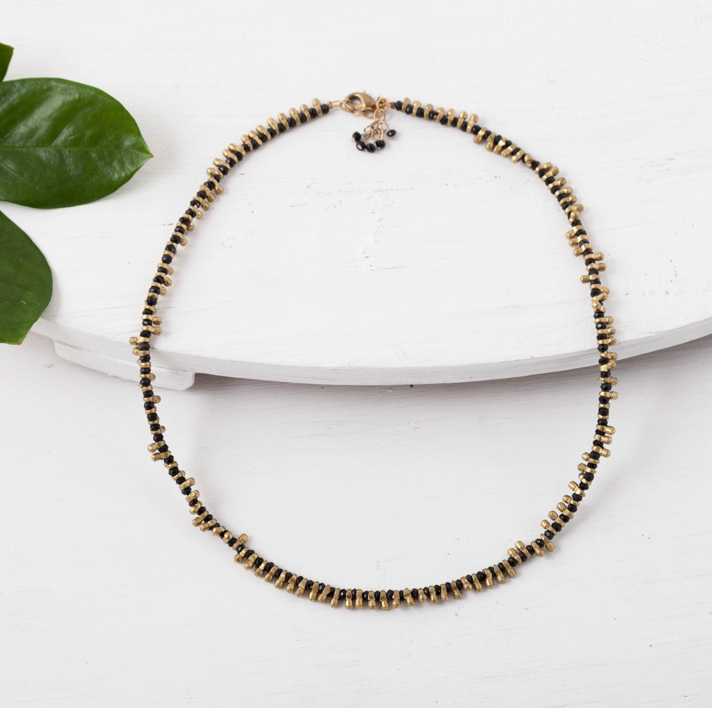 BRASS BEADED SHORT COLOR POP NECKLACE