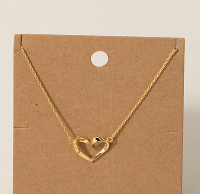 GOLD DIPPED MOBIUS HEART PENDANT NECLACE