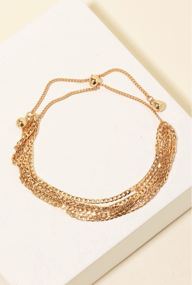 LAYERED DAINTY CURB CHAIN BRACELET