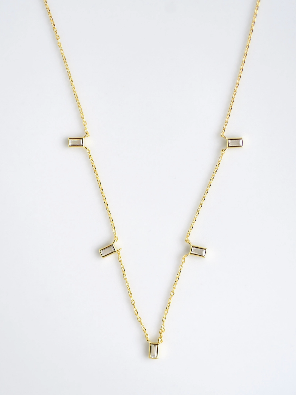 BAGUETTE DROP NECKLACE 925 SILVER