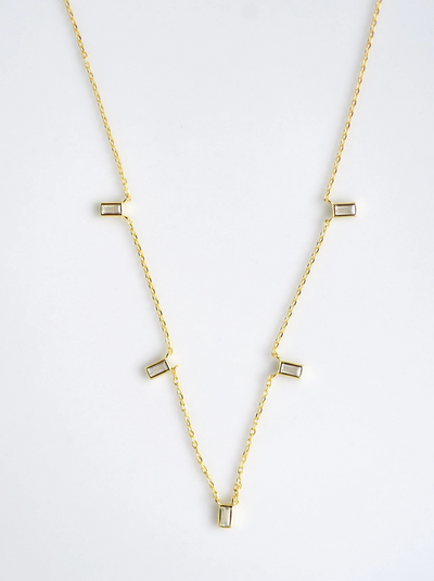 BAGUETTE DROP NECKLACE 925 SILVER