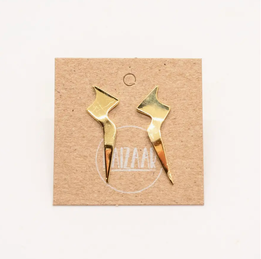 BRASS LIGHTNING STUD EARRING