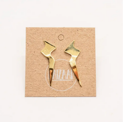 BRASS LIGHTNING STUD EARRING