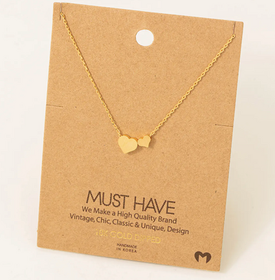 MINI DOUBLE HEART PENDANT NECKLACE