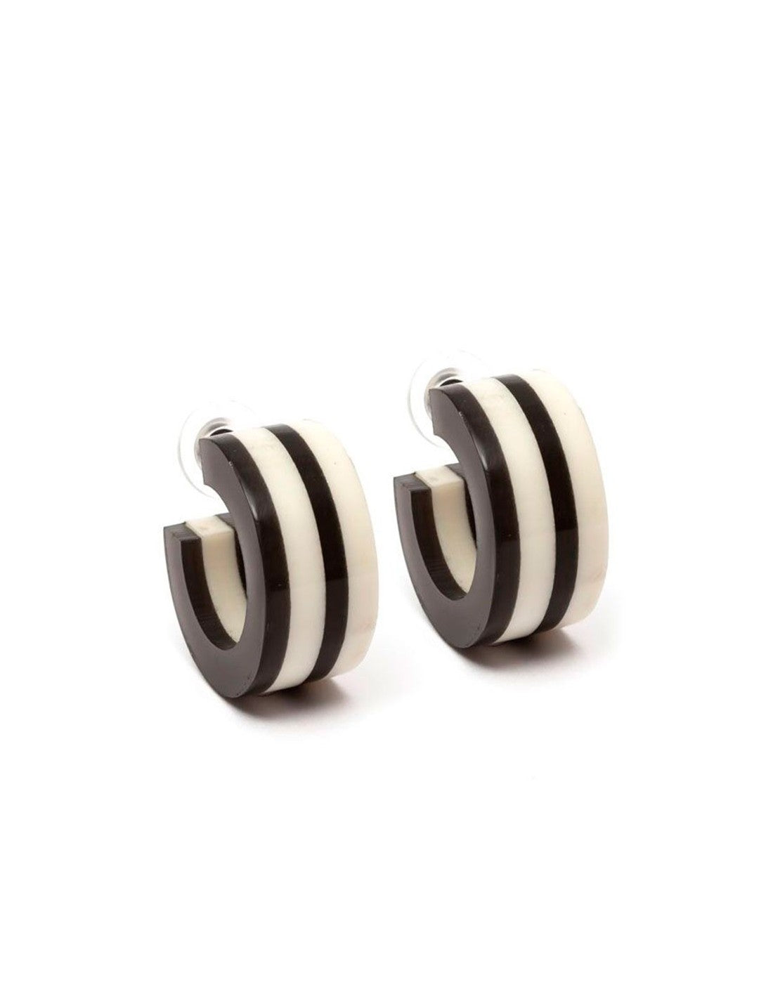 AURORA PM TWO LINES STRIPED HOOP EARRINGS BLACK